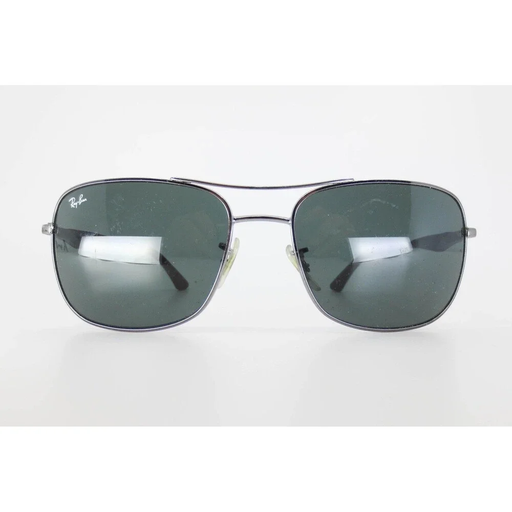Ray-Ban RB 3515 004/71 Gunmetal Square Aviator Sunglasses 61mm Dark Green Lenses